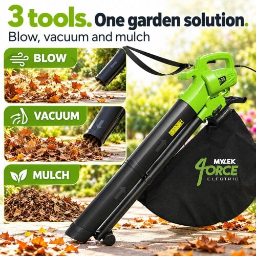 Mylek Leaf Blower & Vacuum, 3000W Mulcher with 2 Collection Bags
