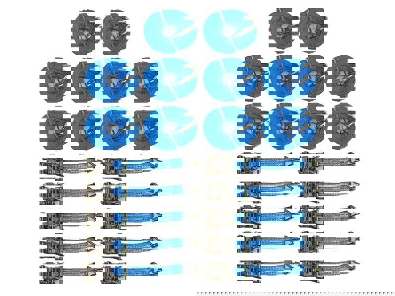 Ratchet Straps 35MM 6M 2T X10 (Tie Down Cargo Heavy Duty Truck Lorry Lashing Claw Hook)