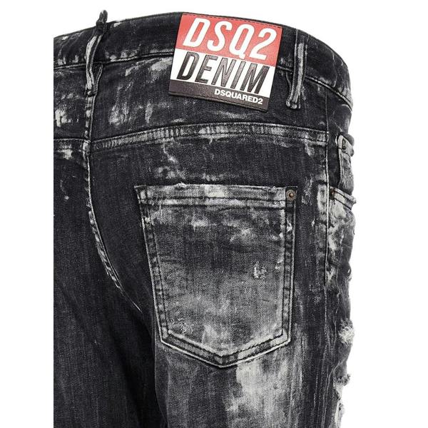 DSQUARED2 Super Twinky Jean Destroyed Paint Effect Black Jeans W28