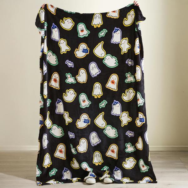 Catherine Lansfield Halloween Ghosts Cosy Fleece Blanket Throw Black