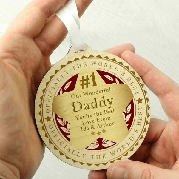 Personalised Memento Company Personalised Number 1 Round Wooden Medal