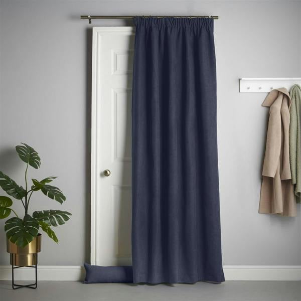 Luxury Living Velvet Chenille Thermal Fleece Lined Single Pencil Pleat Door Curtain