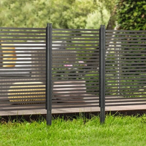 Garden Fence with 2 Standing Ways for Hard & Soft Ground, Decorative Outdoor Divider, Animal Barrier Fence, Brown