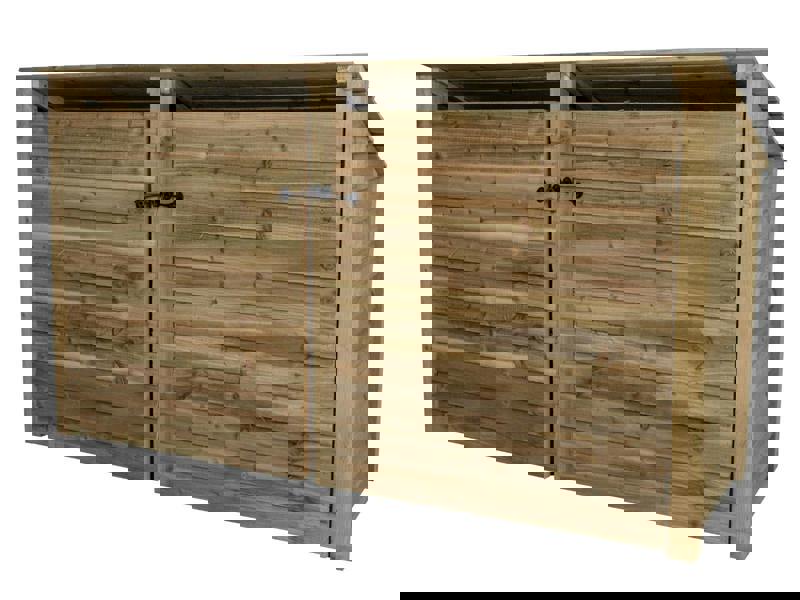 Arbor Garden Solutions Wooden Log Store (Roof Sloping Back) with Doors W-227cm, H-126cm or 180cm, D-88cm
