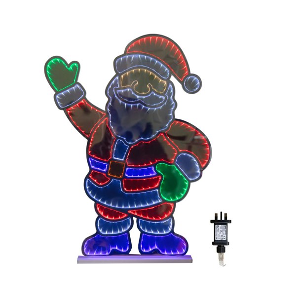 Samuel Alexander 59cm Light up Waving Santa Infinity Christmas Decoration with Multi-Coloured LEDs