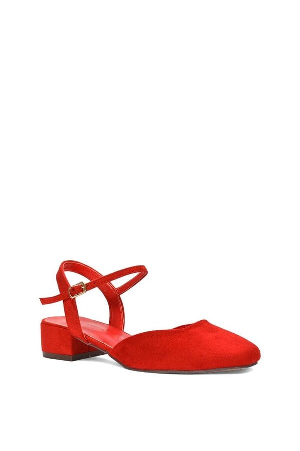XY LONDON Low Block Heel Court Shoes With Ankle Strap