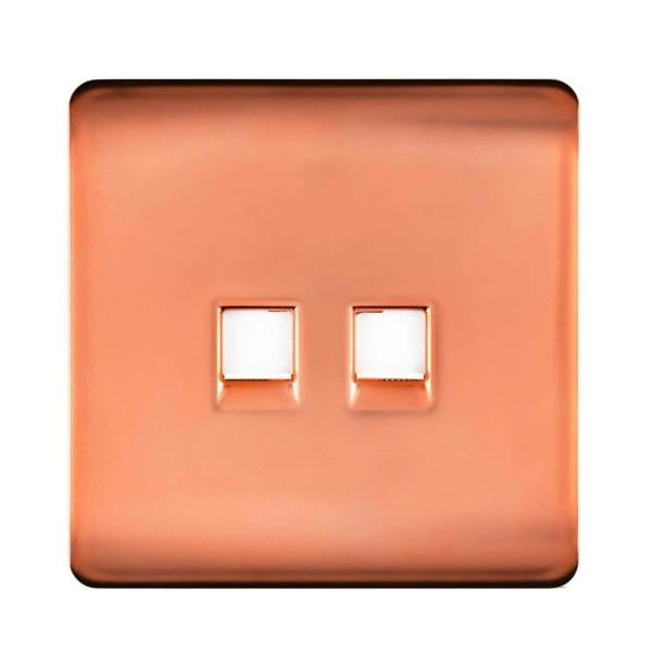 Trendi Switch 2 Gang RJ45 Cat 6 Modern Designer PC Ethernet Socket in Copper