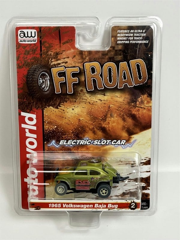 Auto World Slot Cars 1965 VW Baja Bug Green X Traction Off Road HO Scale SC375-2