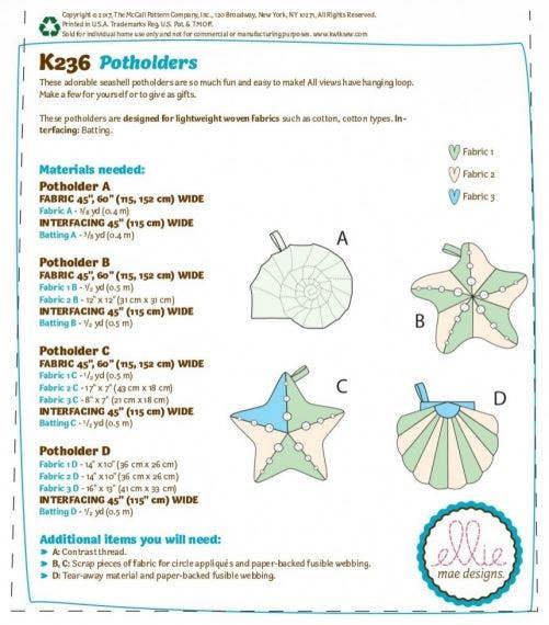 Kwik Sew Sewing Pattern 0236 One Size Only - Easy