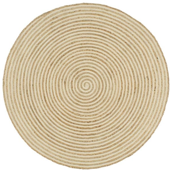 Berkfield Handmade Rug Jute with Spiral Design White 90 cm