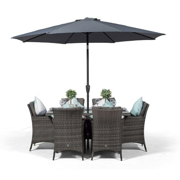 Giardino Savannah Rectangular 6 Seater Patio Dining Set with Ice Bucket Drinks Cooler
