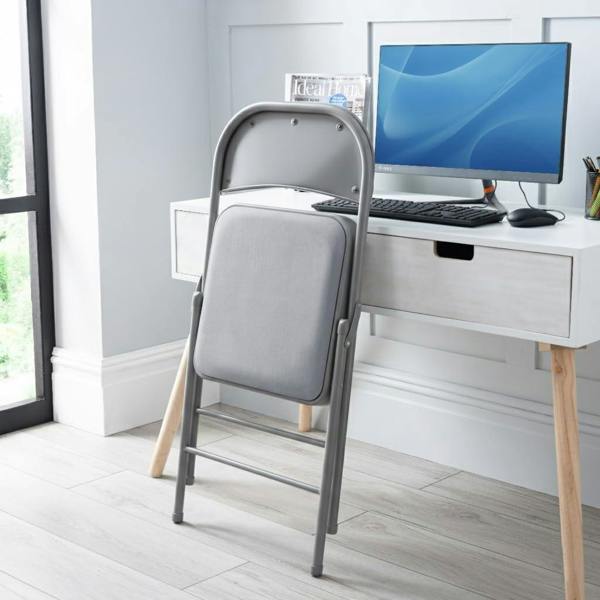 A.Unique Home Premium Metal Velvet Folding Chair - (1 x Chair - Grey)