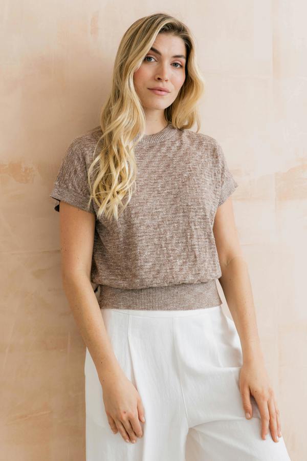 Lily & Me Lola Pointelle Knit Top Mocha