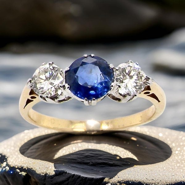 Vintage Tom A three stone Sapphire and Diamond ring