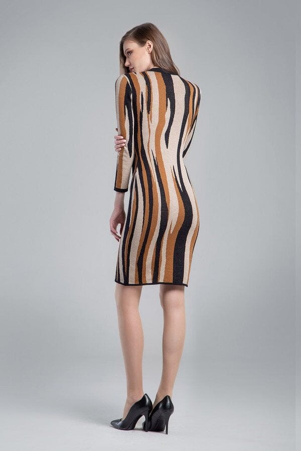 Jacquard-knit dress with animal pattern and button detail