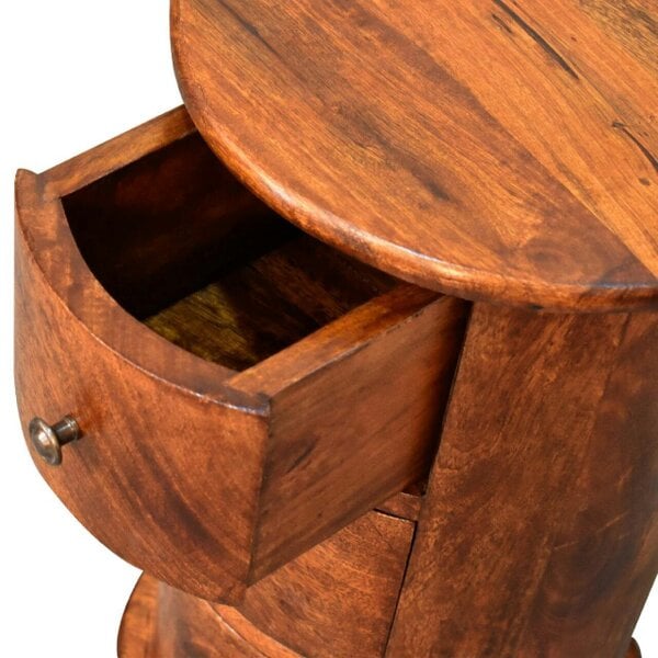Wyld Haus Olbia Mini Chestnut Mango Wood Drum Chest 3 Drawers