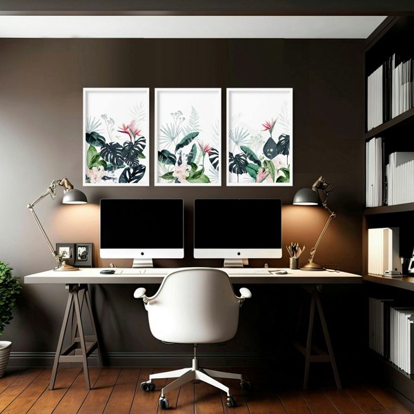 Artwork for offices | set of 3 Tropical wall art