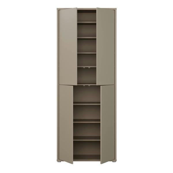 Furniture To Go Alice Springs Tall Shoe Cabinet with 4 Doors Push-to-Open in Taupe
