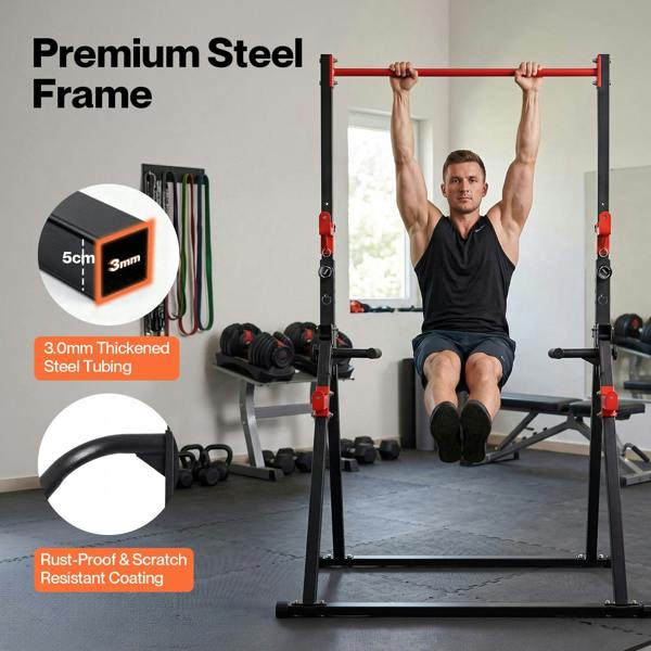Centra Pull Up Bar  Pull Up Station  Dip Bars Free Standing  220KG  Black Red