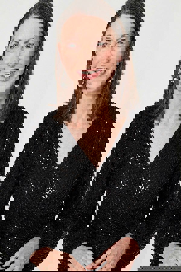 Black | Sequinned Long Sleeve Short Wrap Dress
