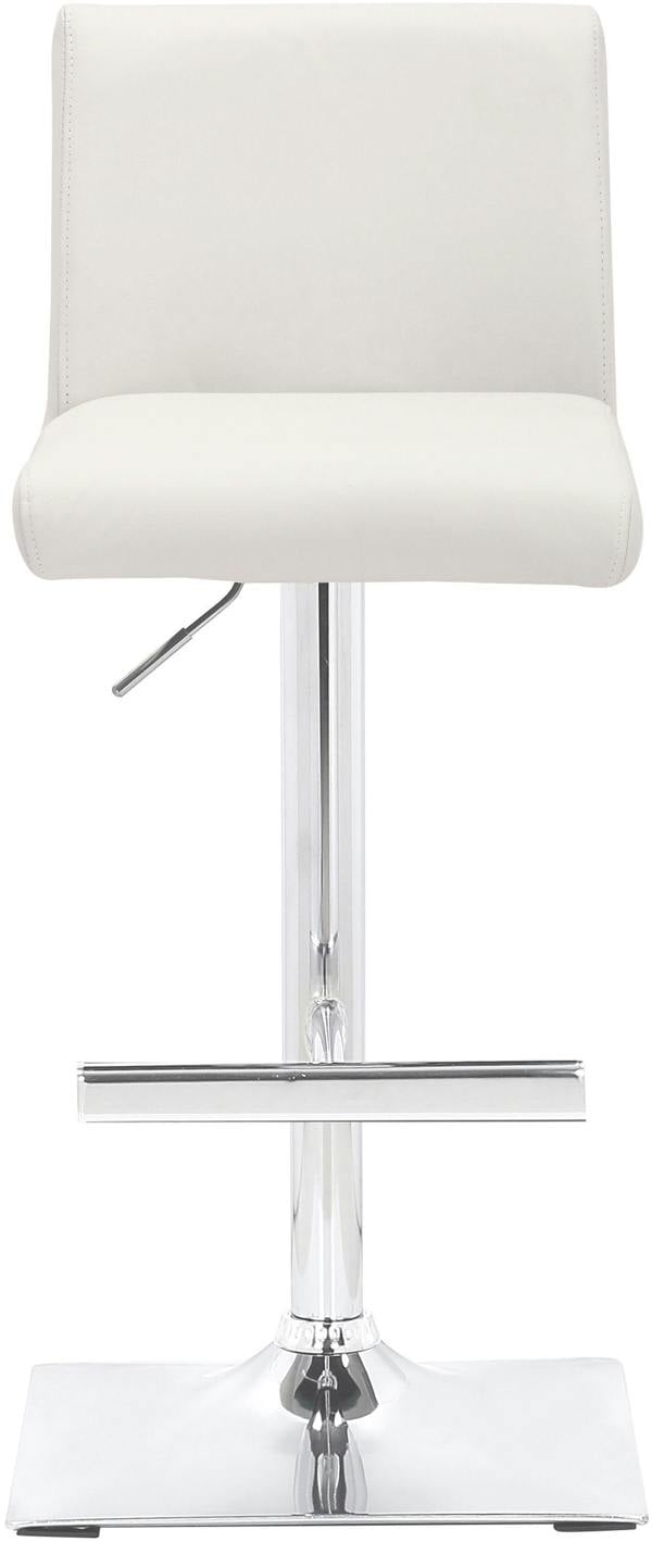 Lamboro Snella Real Leather White Bar Stool, Adjustable Height, Chrome Base