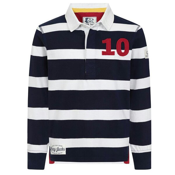 Lazy Jacks LJ78C - Long Sleeve Rugby Top - Marine/Rouge - Blue