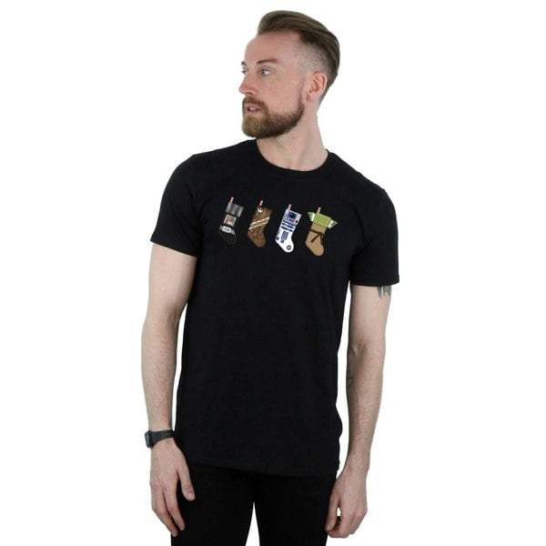 Star Wars Mens Christmas Stockings T-Shirt - Black