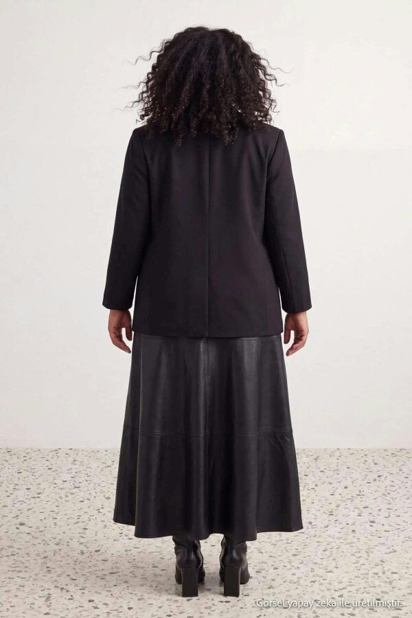 WOVCOR High Waist A-Line Faux Leather Maxi Skirt