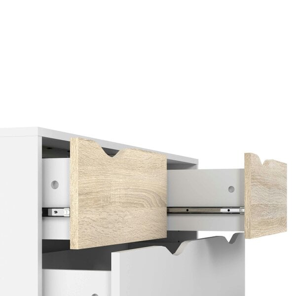 Wyld Haus Sapporo White and Natural Oak Effect Chest 5 Drawers