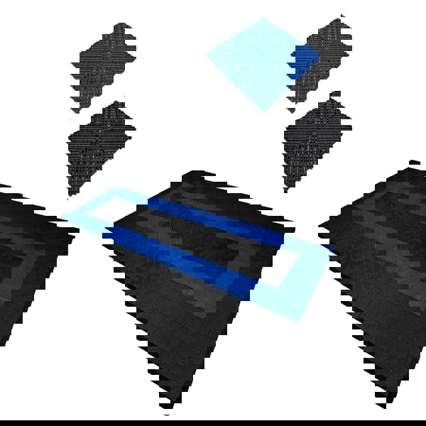 Monstershop Vented Garage Floor Tiles With Edges – 90 Black & 30 Blue