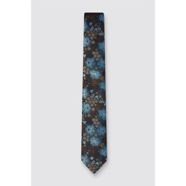 Antique Rogue Blue Winter Floral Tie