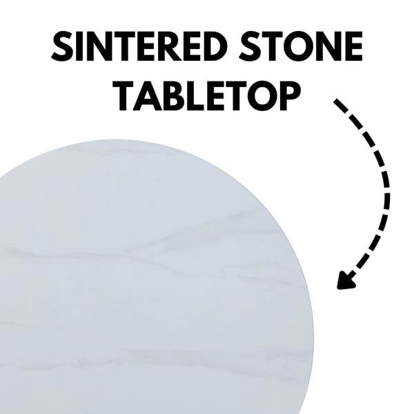 Core Products Aspen Round Dining Table, White Sintered Stone