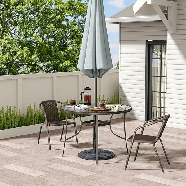 Garden Ripple Round Table With Umbrella Hole Or 2/4/6 Stacking Chairs Garden Dining Sets Living and Home