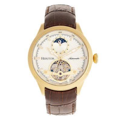 Heritor Automatic Gregory Semi-Skeleton Leather-Band Watch