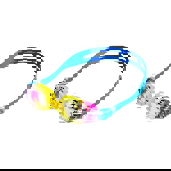 Fashy Junior Match Swim Goggles with multicolored silicone frame, clear lenses, adjustable head strap