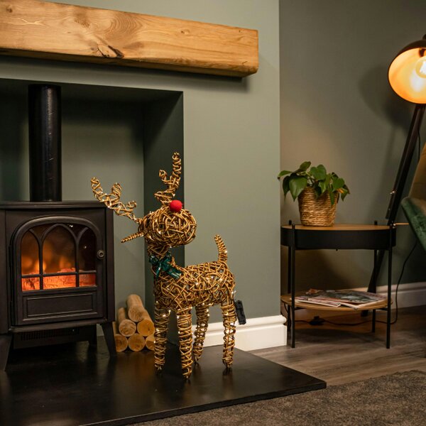 Samuel Alexander 67cm Battery Operated Light up Brown Christmas Reindeer with Red Nose & 80 Warm White LEDs