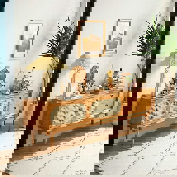 Elijah Rattan TV Stand, Oak-Ritconcept-Rit Concept