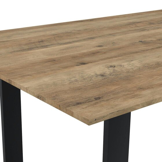 Wyld Haus Sazzuma Rectangular Wooden Dining Table Industrial Black Metal Legs