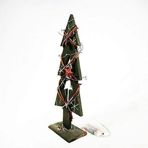 30cm Green Tree Wooden LED Tree Tabletop Centrepiece Christmas Holiday Home decoration with 20 Warm white LEDs Green Tree image 4