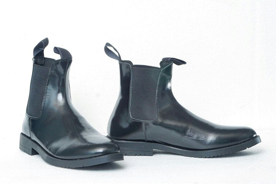 eQuitack Adults Leather Chelsea Horse Riding Jodhpur Boots With Elasticated Side Panels & Pull Tabs Black
