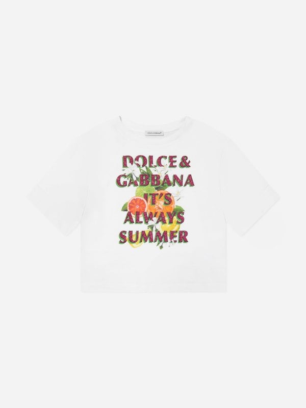 Dolce & Gabbana Kids Dolce & Gabbana Girls It's Always Summer T-Shirt in White