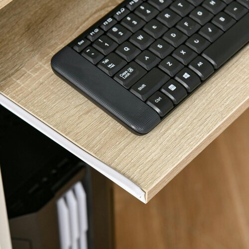 Wyld Haus Vali 80cm Wooden Oak Compact Desk With Keyboard Tray And Drawer