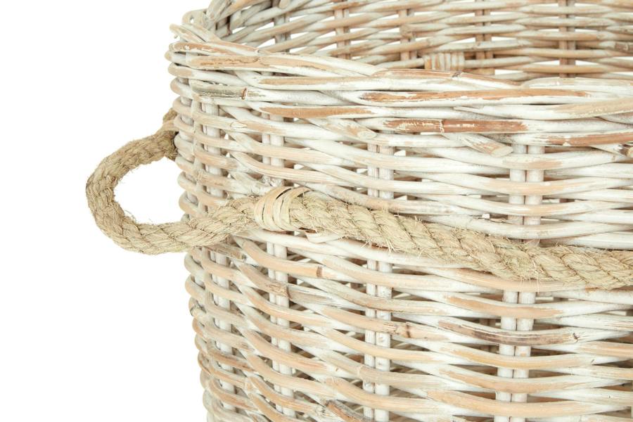 Fifty Five South Argento Whitewash Rattan Storage Baskets- Set of 2