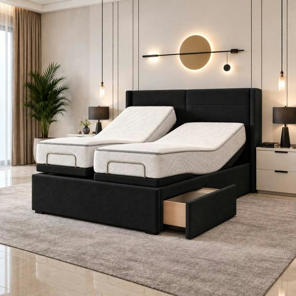 Paradise Beds Royal Divan Electric Adjustable bed With Memory Mattress + Optional Drawers