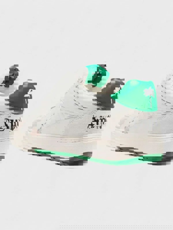 Palm Angels University Suede Trimmed Sneakers White Green