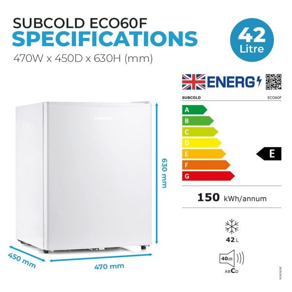 Subcold Eco60F Mini Freezer - White