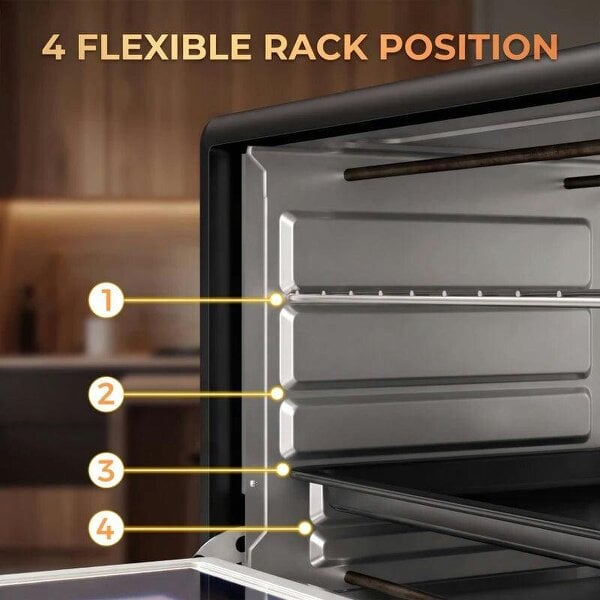 30 L Mini Oven, Countertop Electric Cooker & Grill for Roasting, Baking, Grilling with Adjustable Temperature, Black