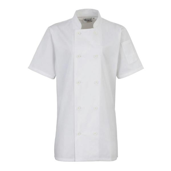 Premier Womens/Ladies Short-Sleeved Chef Jacket - White - 