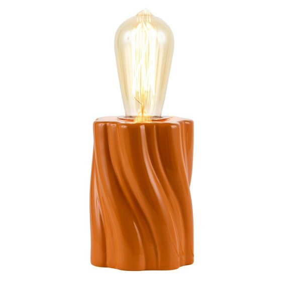 Happy Homewares Burnt Orange Glaze Table Lamp Base with Sculptural Twisted Wave Design