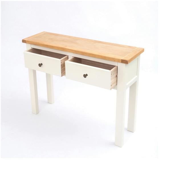 Cabinet Bits Maggiori Off White 2 Drawer Console Table Brass Knob